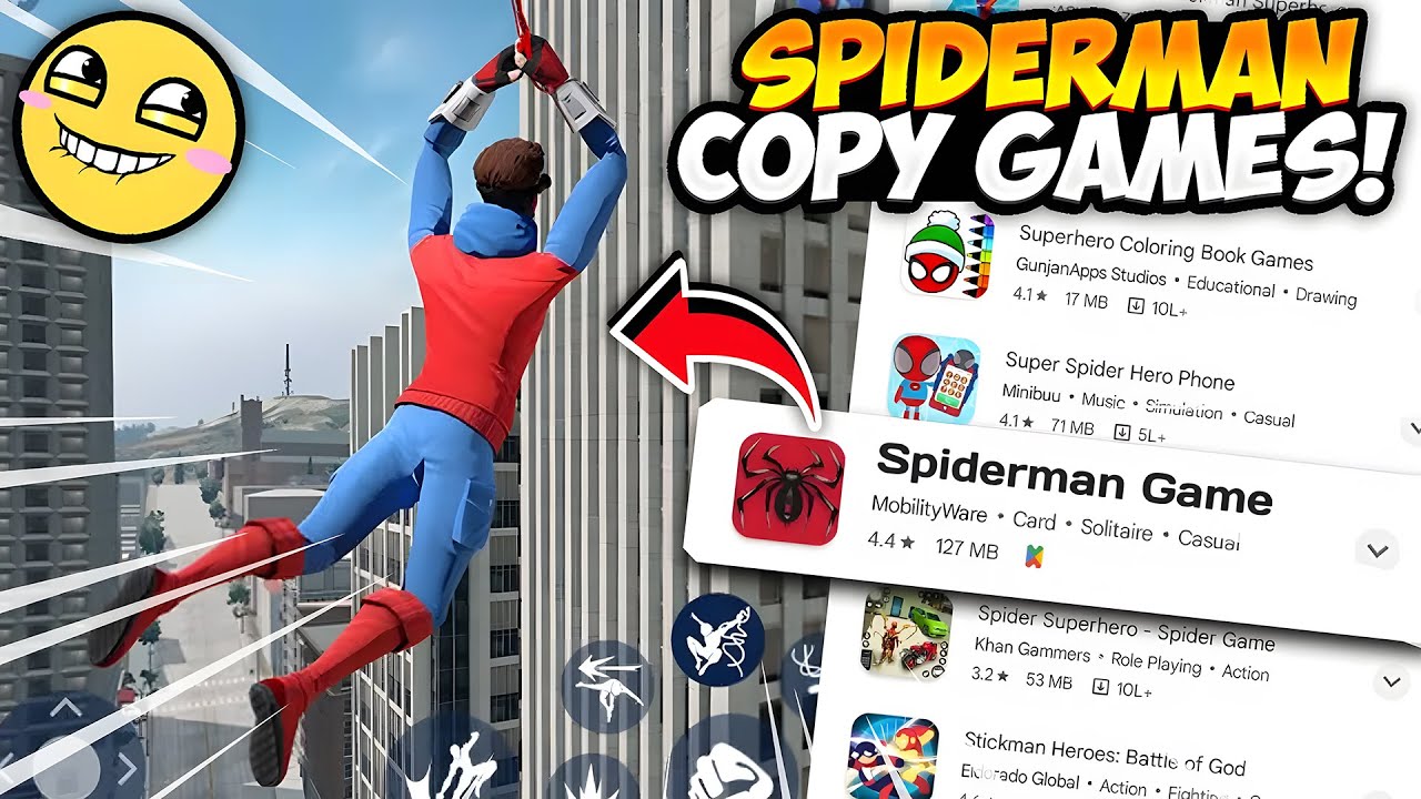 TRYING “SPIDERMAN” COPY GAMES !! - YouTube