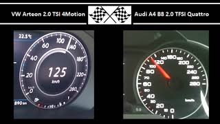 VW Arteon 2.0 TSI 4Motion VS. Audi A4 B8 2.0 TFSI Quattro - Acceleration 0-100km\/h