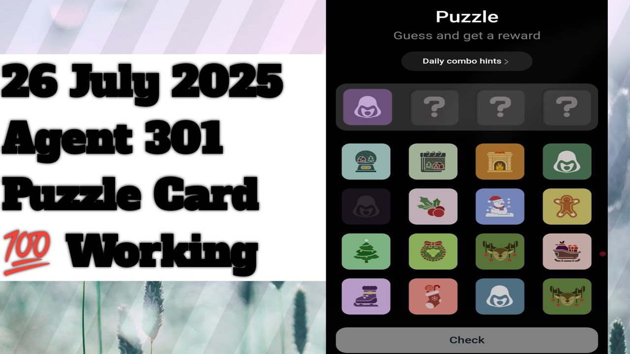 Agent 301 puzzle 26 July | Agent  301 Daily puzzle 26 July | agent 301 today Combo