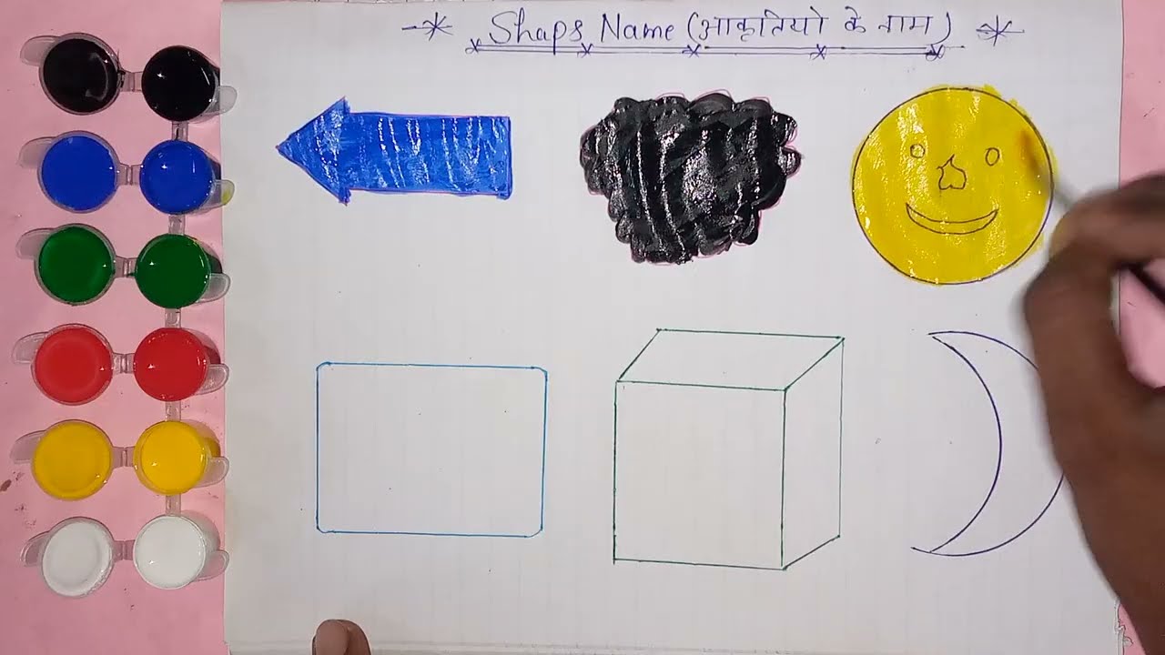 Build a Sun Moon Triangle With Shapes Easy Drawing and Coloring for kids colorful 