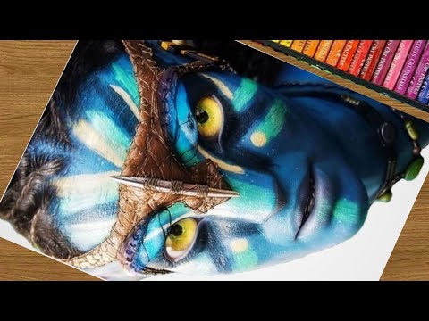 Avatar The Way of Water drawing / How to Draw Avatar with Oil Pastel ...