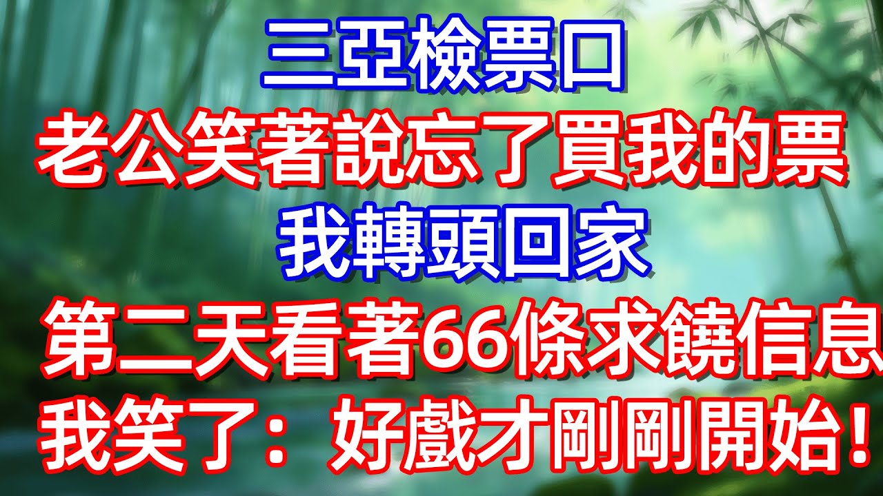 三亞檢票口 老公笑著說忘了買我的票 !我轉頭回家 第二天看著66條求饒信息 我笑了:好戲才剛剛開始!!#情感故事 #生活經驗  #為人處世  #老年生活#故事