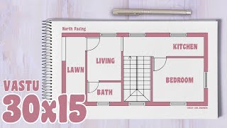 30×15 Modern North Facing House Plan smallhouse • 15x30 ft House Design