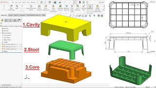 Stool Mold in Solidworks (Core and Cavity)