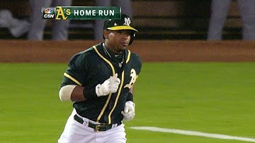 TEX@OAK: Cespedes smashes a three-run homer to left