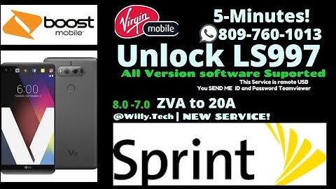 Permanent Unlock LG  LS997 20A  8.0 | LG V20 Sprint Boot Virgin