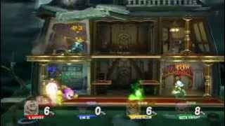 Super Smash Brothers Brawl - 4 Player Random Battle in Luigi's Mansion