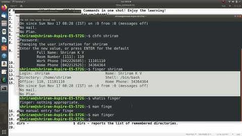 How do we use Finger and chfn command in Linux?