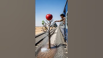 Indian Lady Soldier Waters  apple Tree and Saves It from Drying Up 😭 #ai​ #save​ #water​ #tree