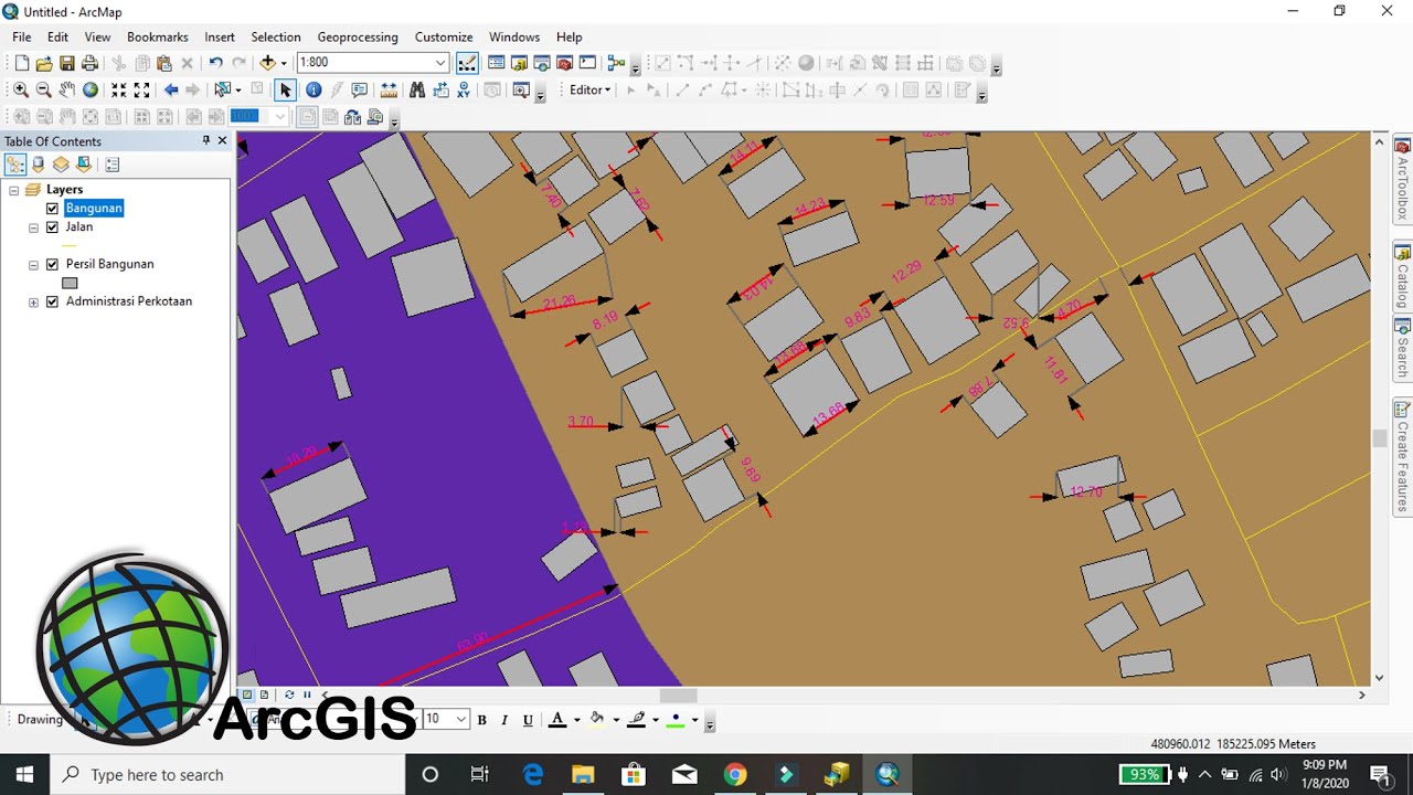 Cara Membuat Garis Dimensi | How To Create Dimension Line | ArcGIS ...