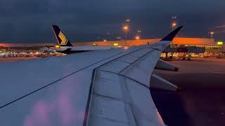 Singapore Airlines Airbus A350-900 [9V-SHT] Evening Pushback, Taxi & Takeoff from Singapore (SIN)