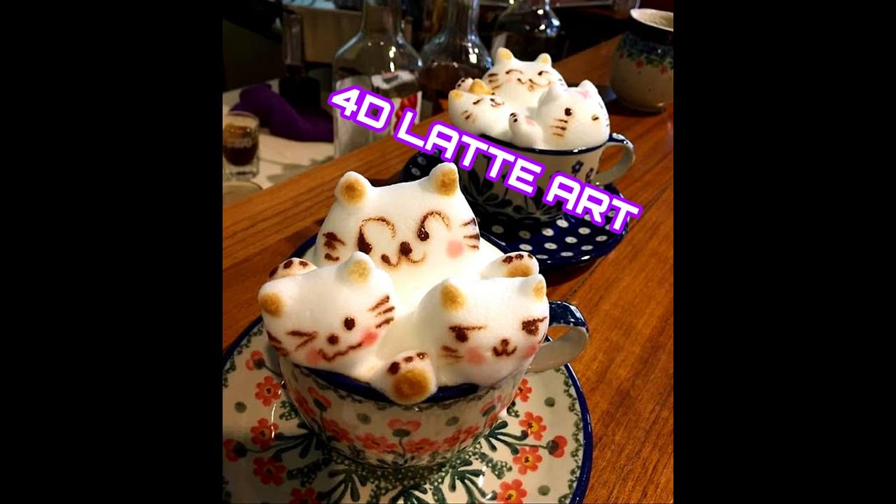 4D CAT LATTE ART 