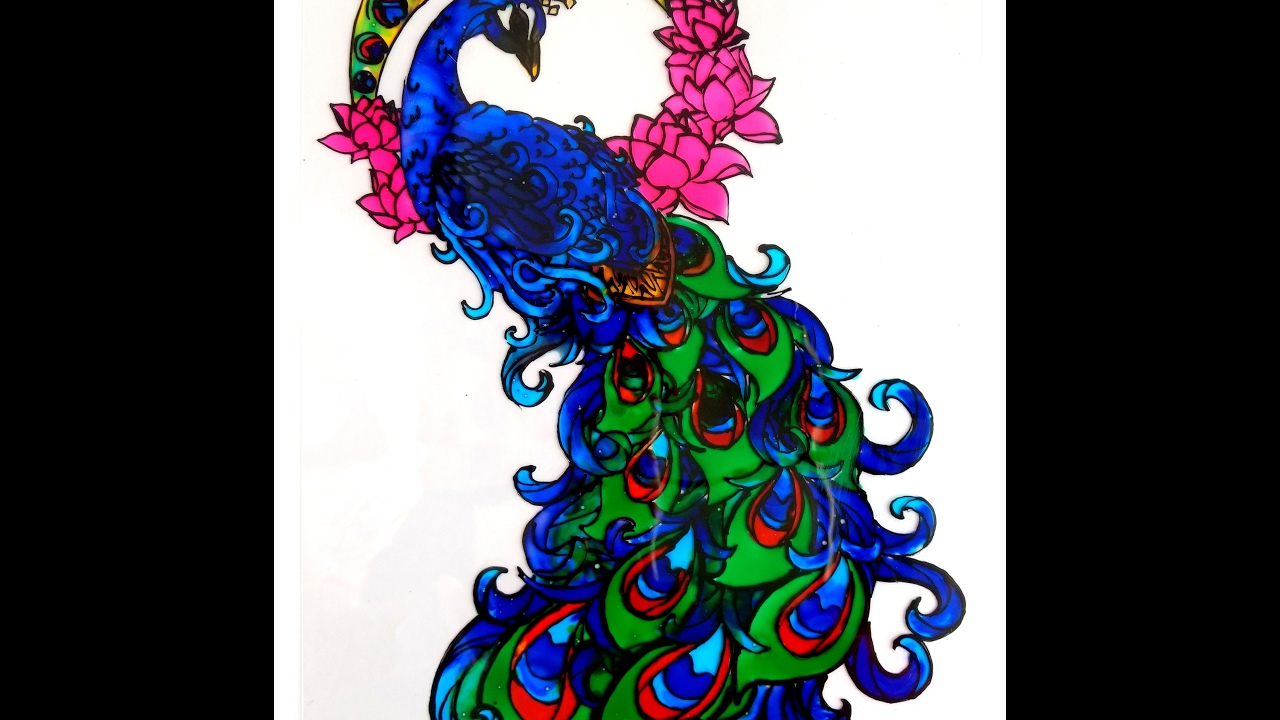  GLASS  PAINTING  OF A PEACOCK YouTube