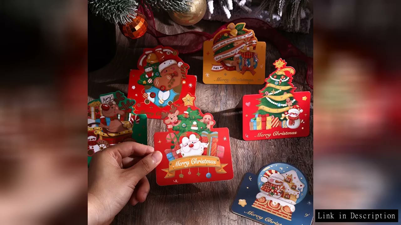 10pcs Christmas Retro Gold Stamping Greeting Card?Christmas Gift Blessing Message Card Flower Shop B