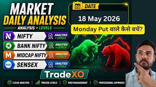Nifty and Bank nifty - Sensex and Midcap 18 May - TradeXo  #niftymonday