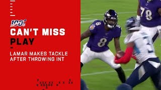 Lamar Jackson Makes the Tackle on His Own INT