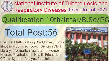NITRD Recruitment 2021| National Institute of Tuberculosis and Respiratory Diseases| MTS jobs