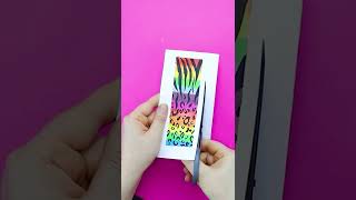 DIY Zebra &amp; Leopard Cheetah Rainbow Watercolor Bookmarks! #shorts #bookmark #papercraft #diy