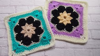 Квадратный мотив крючком. 🌸 Африканский цветок. Пошагово для начинающих Урок 267 Crochet motif