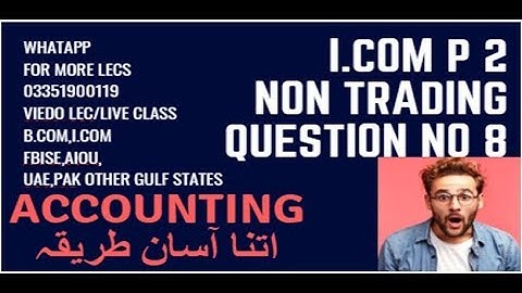 I.com Part 2 Accounting FBISE Lectures non trading concern question no 8