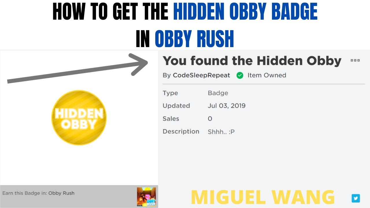 How To Get The Hidden Obby Badge In Obby Rush Roblox Youtube - roblox obby rush hidden obby