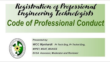 Registration of Technologists at ECSA - Code of Professional Conduct