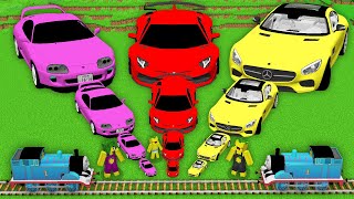 Big & Small FAMILY CAR VS TRAIN in Minecraft ! VEHICLE CHALLENGE !
