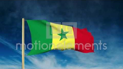 Senegal Flag Slider Style. Waving In The Wind With Cloud Background Animation Stock Animation
