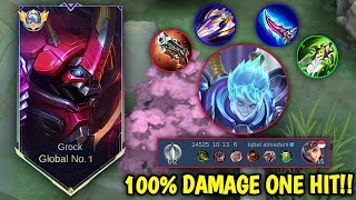 CARA MAIN GROCK EXP LANE GENDONG TIM! 100% DAMAGE 1 HIT || TOP GLOBAL GROCK - MLBB