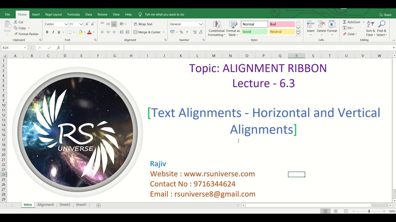 6.3) Alignment Ribbon (Part #3) Text-Alignment - Horizontal And ...