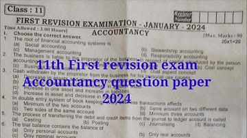 11th std First revision exam Accountancy question paper 2024