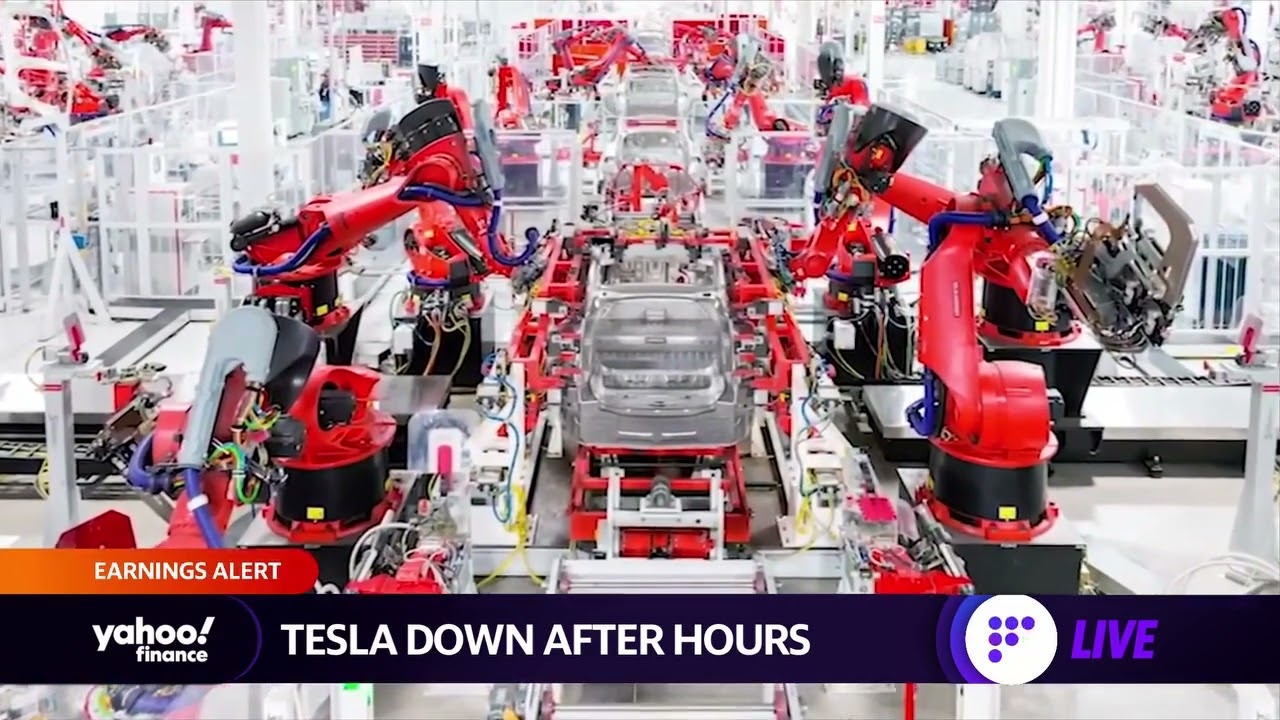Tesla tops earnings estimates, stock falls after hours - YouTube