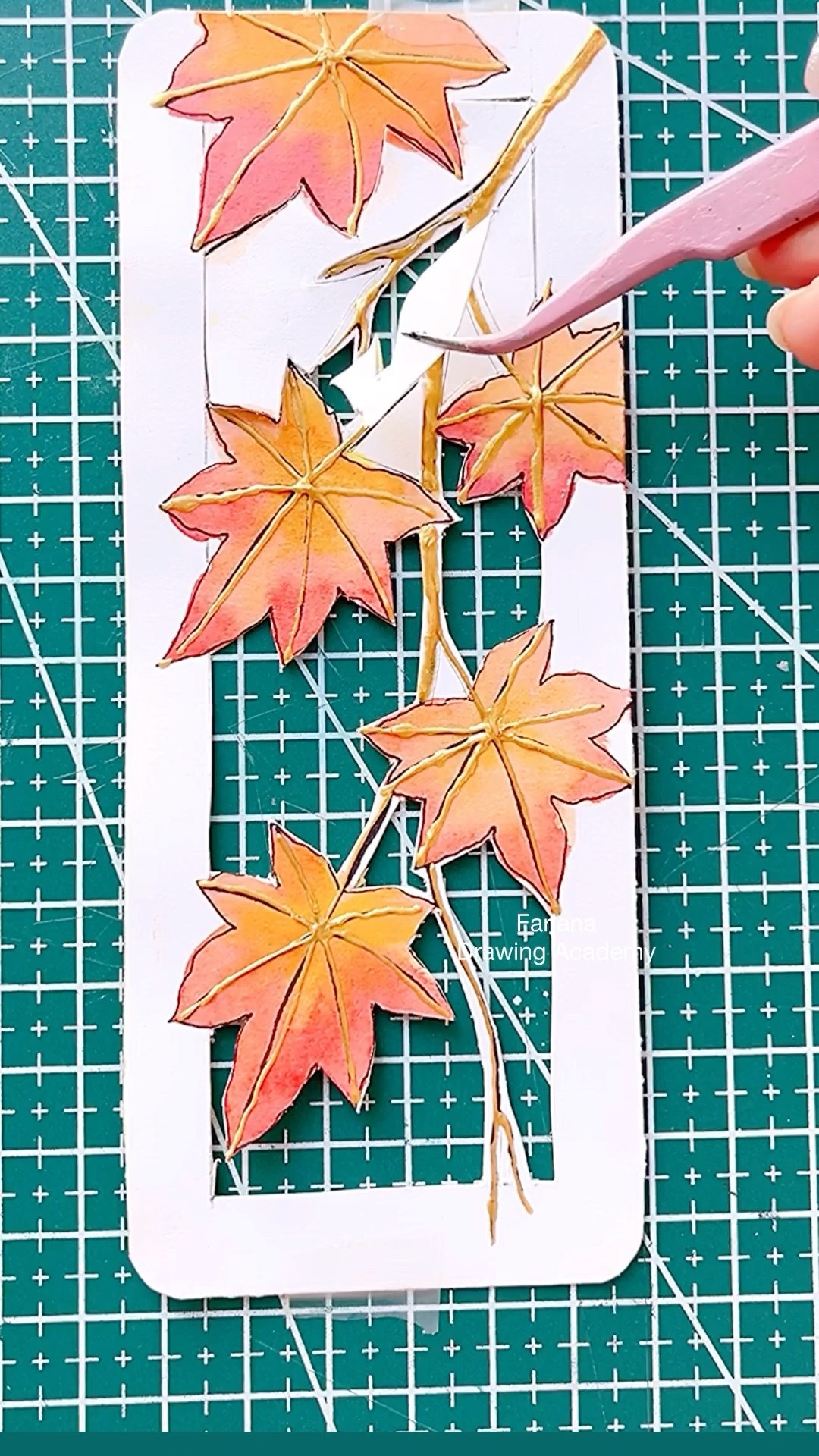 Watercolour painting || Maple leaves bookmark  ￼#painting #art #shorts