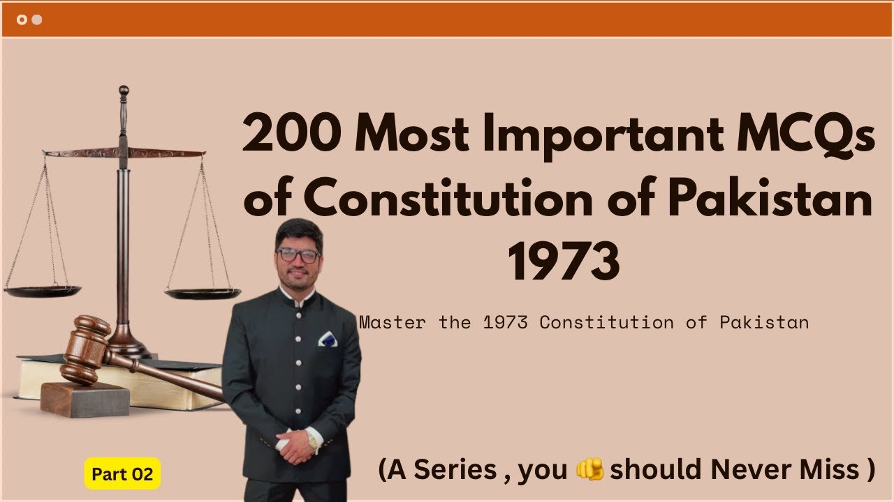 Top 50 MCQs (51–100) from Constitution of Pakistan 1973 | Part 2 of 200 | SDEO PERA Preparation