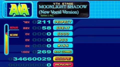 DDR 5thMIX - MOONLIGHT SHADOW (New Vocal Version) (Maniac, 6) AA FC (no bar)
