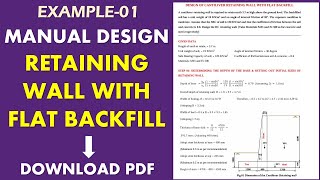 Manual Design of Cantilever Retaining Wall I Flat Backfill | Step-by-Step Calculation Explained screenshot 1