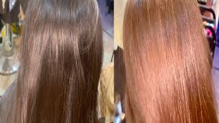 Medium brown to light blonde hair colour direct lifting no bleach use