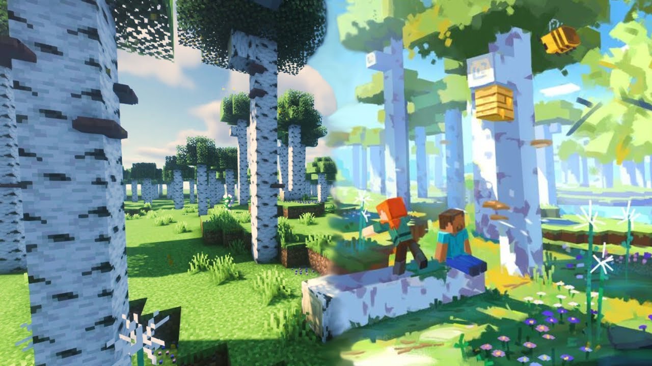 Minecraft Birch Forest Artwork Recreation Minecraft 1.19 YouTube
