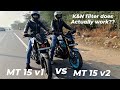 MT.15v2 with k&amp;n filter vs MT.15v1 stock drag race does k&amp;n really perform better?? #viral #motovlog