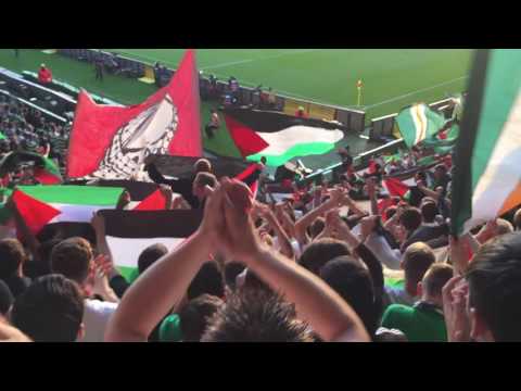 Celtic Fans Standing Section -  Palestine Flags - Celtic Symphony