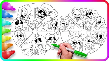 FROWNING CRITTERS vs SMILING CRITTERS Coloring Pages / Satisfying Coloring Poppy Playtime characters