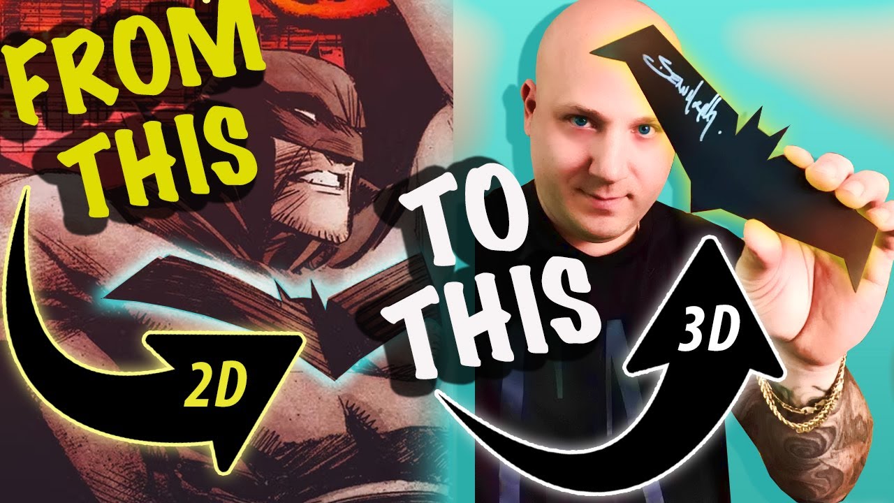 How to: 2D image to 3D object - Batman Comic Book Artist signs my 3D Printed Batarang
