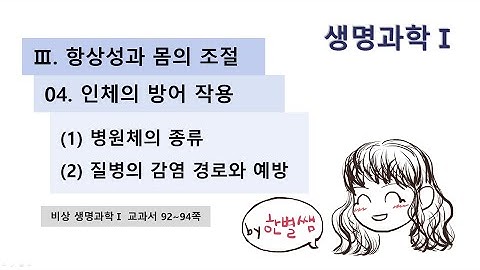 [생명과학Ⅰ][Ⅲ-4. 인체의 방어작용] (1) 병원체의 종류, (2) 질병의 감염 경로와 예방