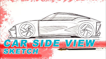 How to draw a Car I Side view I Time lapse