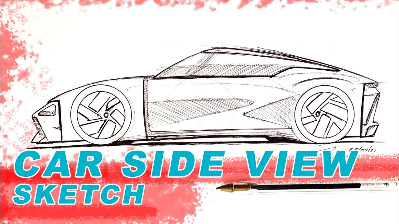 How to draw a Car I Side view I Time lapse - YouTube