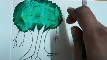 easy banyan tree drawing for kids। indian national tree drawing। how to draw banyan tree easy