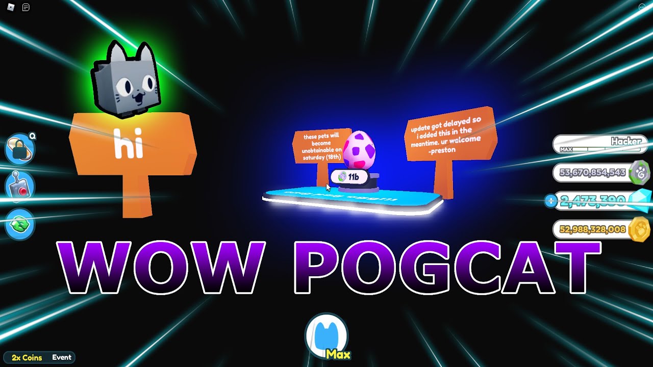 Pogcat Lokasi Cara Mendapatkan POGCAT di Roblox Pet Simulator X - YouTube