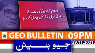 Geo Bulletin 09 PM | Covid: New Variant | PM Imran | Nawaz Sharif | Turkey | Rawalpindi | 29th Nov
