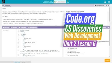 HTML Lists - Web Development Lesson 6.2 - Code.org CS Discoveries