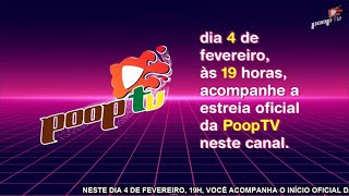 Slide de expectativa para a estreia do canal PoopTV (1.2.2024)